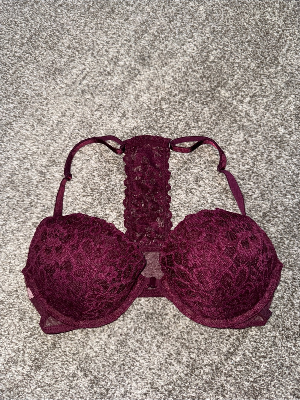 Victoria's Secret Lace Racerback Push-Up Bra in Wine